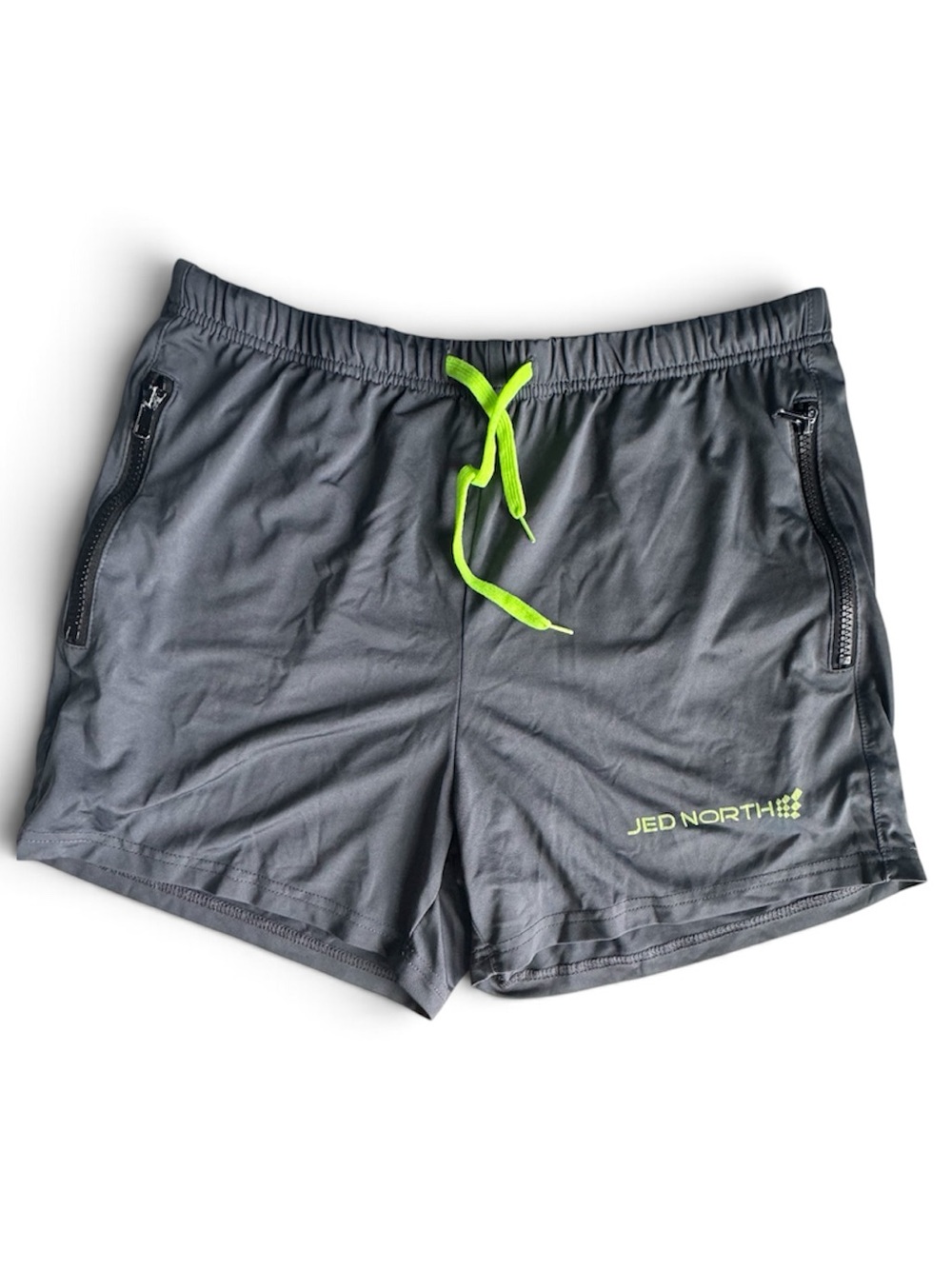 Jed North Charcoal Athletic Shorts with Neon Green Drawstring